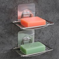 1pc Stainless Steel Soap Dish Holder - Self-Adhesive Wall Mounted Soap Sponge Holder for Home, Kitchen, Bathroom