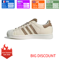 adidas Originals Superstar 2 Classic Comfortable Durable Low-Top Skate Shoes Unisex White/Brown JR6988