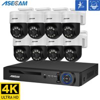 8MP 4K PTZ Security Camera System Kit Face Human Detection Audio Alarm Recording POE NVR CCTV Outdoor Home Video Surveillance