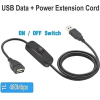 USB Cable Extension Cord Data Sync Charger With Switch ON/OFF Cable Extension USB 2.0 Male to Female Extension Extender Cable