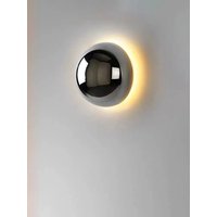 Minimalistyczna, posrebrzana, luksusowa lampa ścienna, nowoczesna, prosta, okrągła, nordycka lampa do korytarza, na schody, lampka nocna z motywem zaćmienia księżyca.
