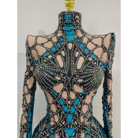 2025 Sparkle Rhinestones Long Sleeve Stretch Bodysuits Women Evening Luxury Birthday Party Sexy Nightclub Bar Stage Costume