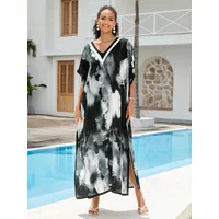 Beach Cover Ups 2025 New Kaftans for Women Tie Dye Printed Summer Holiday Bathing Suits Factory Supply Dropshipping