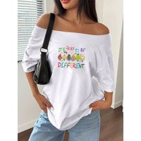 Plus Size It's Okay To Be Different Rainbow Sun Crayon Heart Graphic Tees Women Tops Summer Loose Print T-Shirt Oversized Y2K