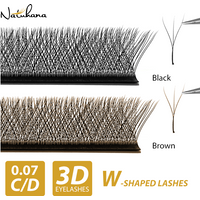 NATUHANA 3D W-shaped Eyelash Extensions Premade Volume Fans W Shape Lashes Natural Soft False Eyelashes for Makeup