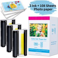 KP-108IN/KP-36IN Ink Cartridges Compatible for Canon Selphy CP1300 CP1500 CP1200 Printers 100x148mm (4x6inch) Photo Paper