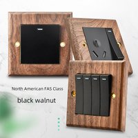 American Black Walnut Retro Switch Panel Solid Wood Type 86 French Hotel EU Wood Grain Color Switch Socket, Wood Dimmer Switch