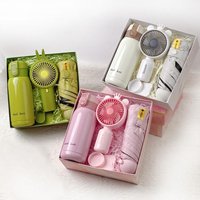 Summer Gift Set Includes Insulated Stainless Steel Water Bottle Mini Fan UPF50 Sun Umbrella For Birthday Gifts Summer Activities