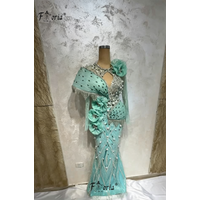 Elegant Green Beaded Pearl Evening Dress Long Mermaid Flowers Dubai Prom vestidos de ocasión formales Robe de soiree Customized