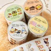 2 Rolls Healing Time Washi Tape, Vintage Town & Food Elements, Multi-Purpose Decorative Tape for Journal & Art Crafts