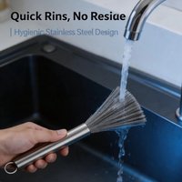 G6-Brush For Kitchen Stainless Steel Wire And Handle With Hang Hook Scrub Dish Pot Stove Plate, Durable Fine Workmanship