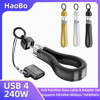 Keychain PD240W USB4 FPC Cable Adapter Set 80Gbps USB-C to USB-C Short Cable 16K@60Hz Fast Charging for Phone Laptop Tablet