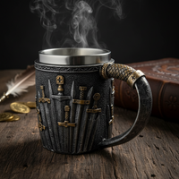 Medieval Swords 3D Embossed Resin Tankard Mug with Stainless Steel Liner