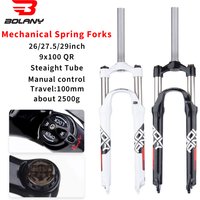 BOLANY Mechanical Spring Fork Shoulder Control Locking 9*100mm Quick Release 26/27.5/29inch 100mm Travel Suspension Fork
