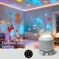 For Game,Living Room LED Ocean Projector Light 360° Rotating Dynamic Night Light USB Ambient Light Decorative Lighting