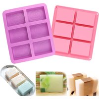 6 Grid Handmade Soap Silicon Mold 6 Types Floral Pattern Flat Bottom Essential Oil Toilet Soap DIY Baking Cake Square Mold