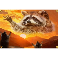 Sunset Raccoon Flag 3x5ft 2x3ft Tapestry for Wall Decor Raccoon Printed Banner for Indoor Outdoor Home Garden Decoration