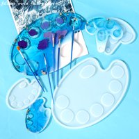 Silicone world Epoxy Resin Mold DIY Paint Drawing Board Silicone Mold Color Palette Mold DIY Resin Jewelry Making Tool Tray