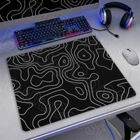 Black And White Strata Liquid Square Mousepad Small Gaming Keyboard With Stitch Edge Laptop Office Non-Slip Rubber Base Desk Mat