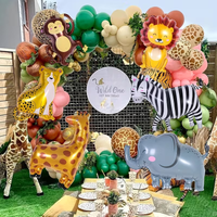 6pcs Safari Jungle Animal Foil Balloon Forest Zoo Theme Birthday Party Decoration Supplies Lion Elephant Giraffe Balloon Kit