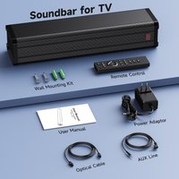 JYX H6 3D Surround Soundbar for TV –15W Dual Drivers,Dolby Atmos,Bluetooth 5.4 / HDMI-ARC/AUX/USB, 3 EQ Modes,Compact Wall-Mount