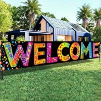 VIKAMA Colorful Welcome Hanging Banner with Mixed-Color Letters—Perfect for Decorating Garden Fences and Balconies
