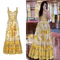 High Quality Fashion Vintage Blue And White Porcelain Print Women Summer Sexy V Neck Spaghetti Strap Casual Holiday Boho Dresses