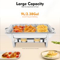 Stainless Steel Food Warmer Buffet Server Complete Set Chafing Dish with Water Pan Fuel Holder for Catering Banquet Party Use