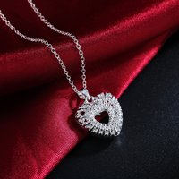Luxury 925 Sterling Silver Romantic Heart Pendant Box Chain Necklace for Women Fashion Party Wedding Accessories Jewelry Gifts