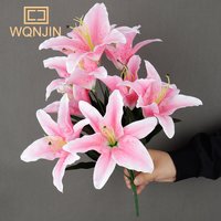 9 Heads Artificial Lily Flowers European Multicolor Fake Bridal Flower Bouquet Wedding Home Party Decoration Flowers
