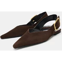 Spring Metal Buckle Back Strap Designer Flat Mules Women Fashion Pointed Toe Comfortable Slingback Women Shoes