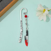 Dark horror machete shaped metal bookmark - Red blade details+Vine hanging decoration for reading tags, preferred for horror