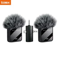 Mini Wireless Lavalier Microphone for iPhone Android with Noise Cancellation Portable Wireless Mic for Video Recording Interview