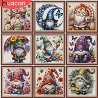 HUACAN Embroidery Packages Goblin Dwarf Cartoon Cross Stitch Kits Flower Butterfly 11CT Guide for Beginners Needlework