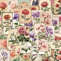 64 pcs,Vintage Floral Stamp Stickers,DIY Scrapbooking,Mobile Phone,Guitar,Skateboard,Notebook,etc.,Holiday Gift or Reward Gift