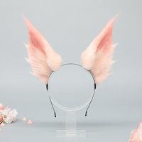 Cute Fox Ears Headwear Anime KC Cosplay Costume Accessories for Live Stream Stage Performance Realistic Plush Animal Headband