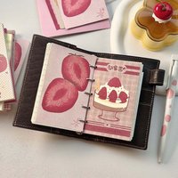 1/6PCS Strawberry Theme M5 Sticky Note Book Korean Salt Ins Wind Caramel Sticky Note Book Plaid Backing Paper Memo Pad