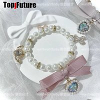 Jirai kei Harajuku Lolita Gothic women Men Y2K Girl Handmade Water Diamond Pearl Bracelet Vintage Love Elastic Accessories