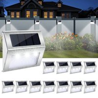 Solar Lights LED Stainless Steel Outdoor Deck Lights Solar Powered Waterproof Step Light for Outside Backyard Fence Stair