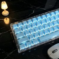 Blue light and shadow Refraction keycaps Cherry PBT angular side engraved light 97 keys caps for Mechanical keyboard wooting
