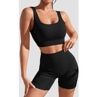 AliExpress CZGUKE Ribbed Yoga Exercise Set Women's Seamless Umbilical Bra Shorts Set Comfortable and Elastic Cycling Fitness Sportswear