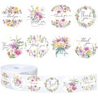 100-500pcs Flowers Round Thank You Stickers for Supporting Small Business Seal Labels Wedding Party Stationery Stickers