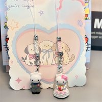 Sanrio Bride Groom Hello Kitty Mobile Phone Pendant Lanyard Cute Girl Bag Hanging Rope Phone Case Decoration Couple Gifts