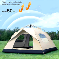 Automatic Quick Open Silver Coated Tent, Waterproof UV Portable Foldable Tent for Camping Hiking Self-drive Beach Outdoor Travel