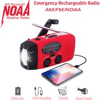 2000mAh high capacity rechargeable radio solar rechargeable emergency light outdoor camping flashlight waterproof portable light