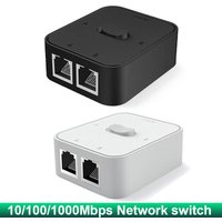 2 Port Gigabit Network switch RJ45 Switch Network Splitter Cable Extender 1000mbps Selector Power Free 2 Way adapter Connector