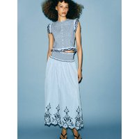 New Summer Women's Embroidered Plaid Top Skirt Set 18-25 Years Old 2026 Summer Collection Half-length Skirt Traditional Costume