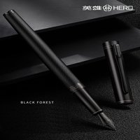 HERO Black Forest Metal Fountain Pen Titanium Black Extra Fine Nib 0.38/0.5mm Students Practice Calligraphy Writing Gift Pen