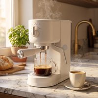 Machine à café compacte blanche, prise EU 220-240V, légère et facile à nettoyer, pour la maison, la cuisine, le bureau, usage quotidien