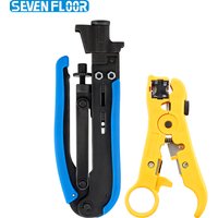 Coaxial Cable Crimper Kit with 20 PCS F Style RG6 Connectors Adjustable RG6 Coaxial Cable Stripper Coaxial Compression Tool
